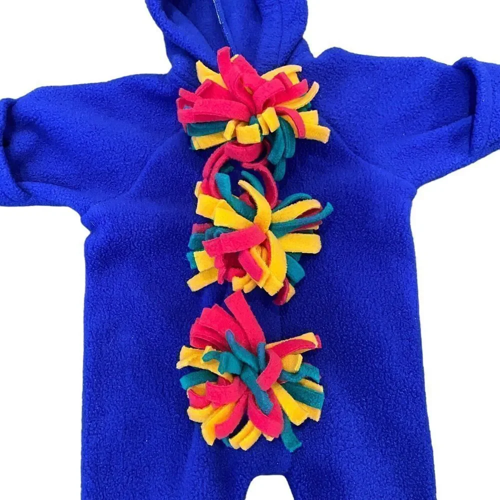 Vintage Baby‎ Mac Moore Fleece Hooded Bunting Tassel Color Block Size 3 Mo USA